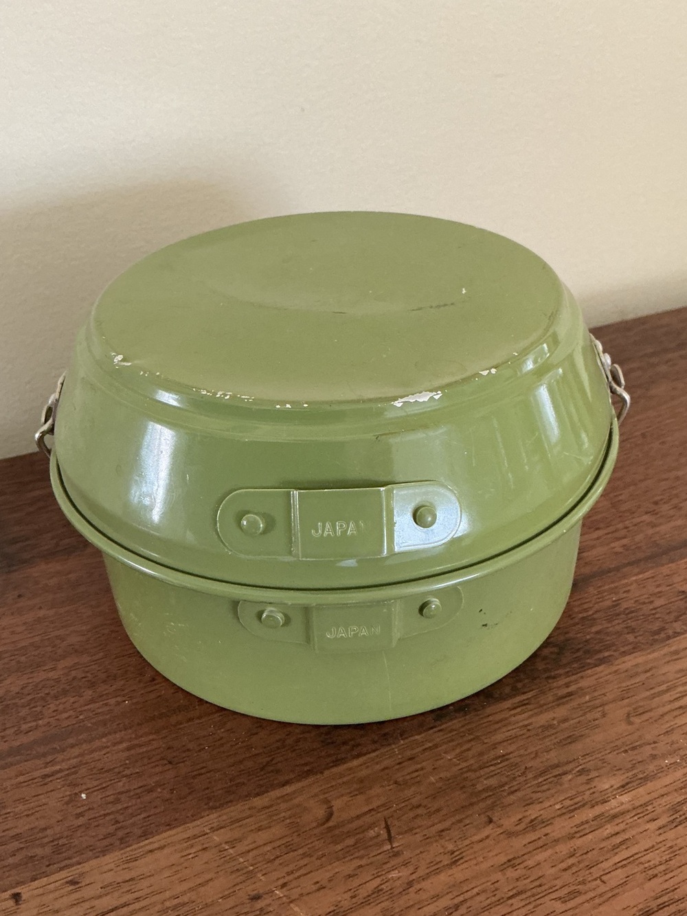 Vintage Green Metal Lunchbox / Mess Kit - Japan
